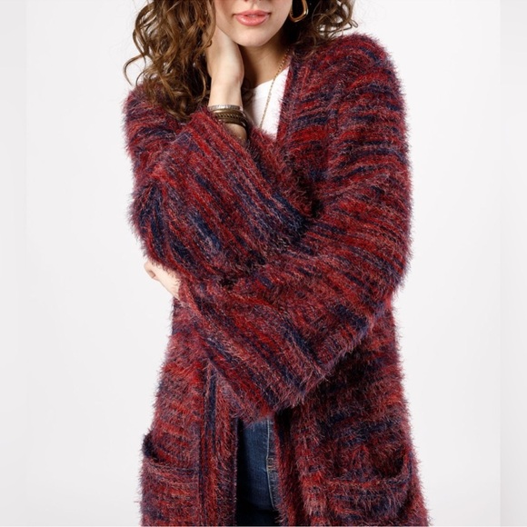 NWT:Band Of The Free BOG Sunset Boulevard Mixed Knit Cardigan Duster•Small - Picture 2 of 9